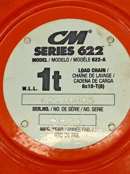 CM Manual Hoist 2000 lb Capacity 15Ft Max Lift 2210A
