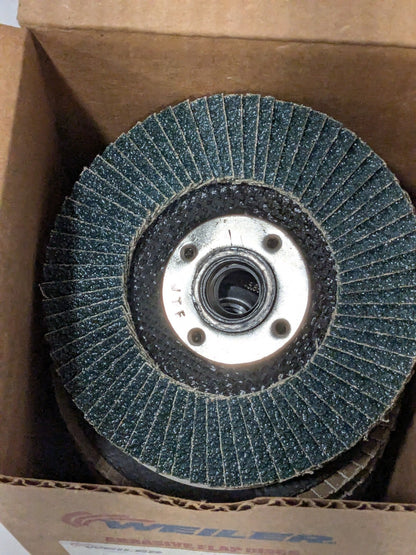Weiler Flap Disc: 4-1/2" Dia, Zirconia Alumina, Type 27 Qty 10 51113