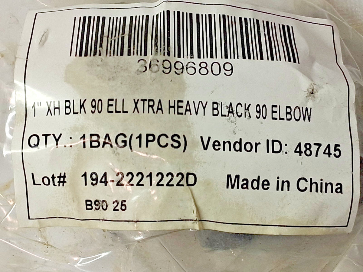 Professional Black Threaded 90 deg Elbows 2Pk 1" 36996809