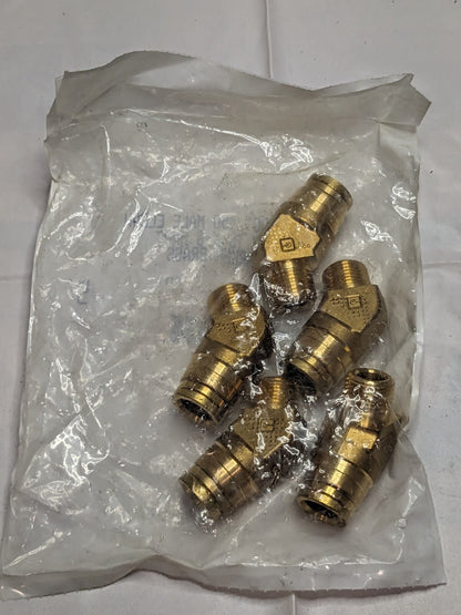 PARKER PushToConnect Tube Fitting: 3/8" Thread, 1/2" OD Qty 5 PF-002