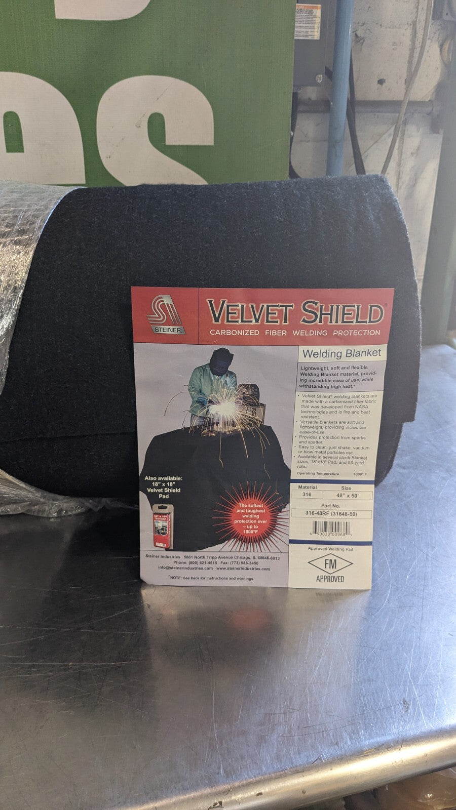 STEINER 4' Wide x 50 Long Carbon Fiber Welding Curtain Roll Black 316-48RF