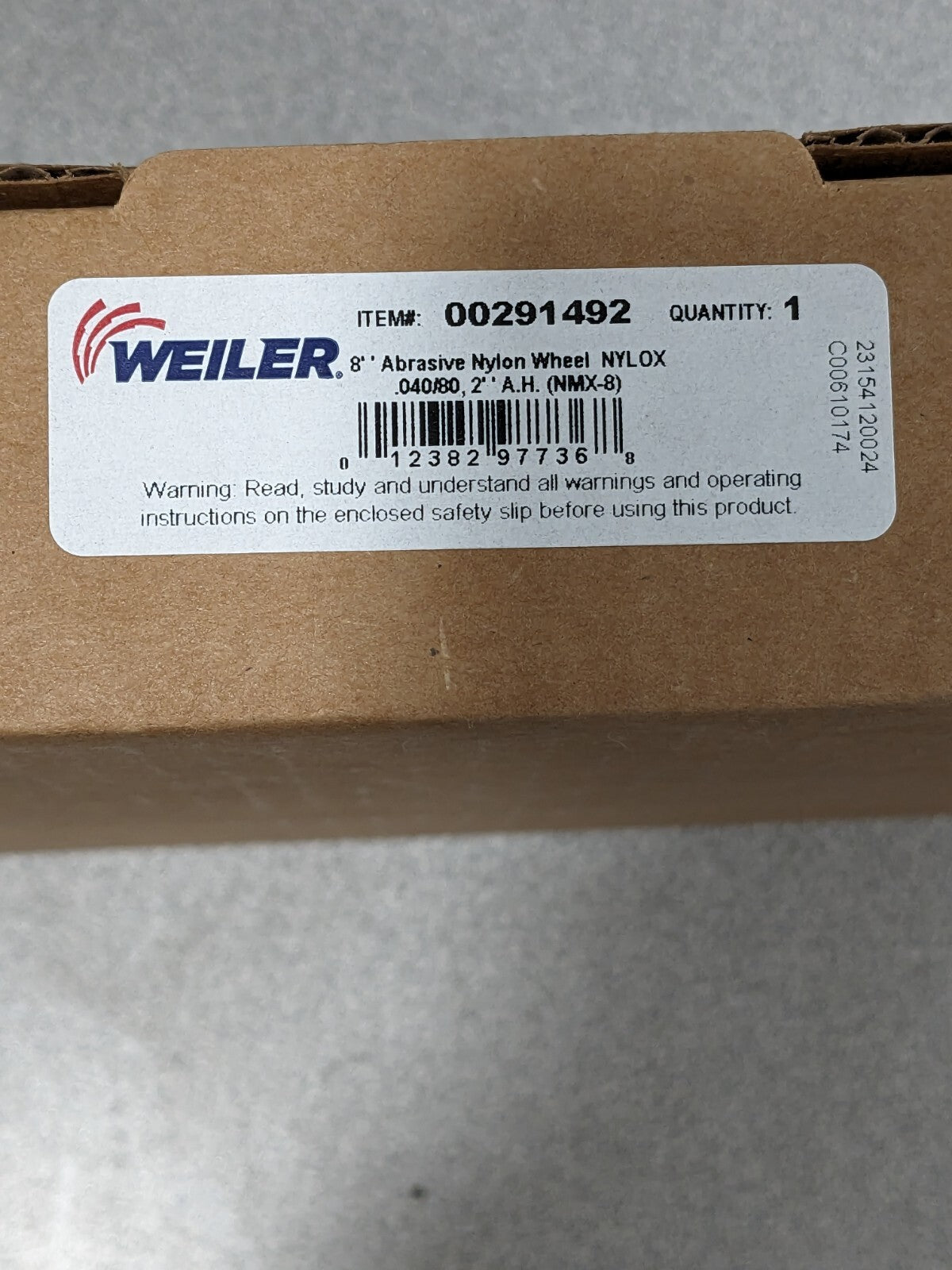 WEILER Wheel Brush: 8" Wheel Dia, 1" Face Width, 0.0400" Wire Dia 97736