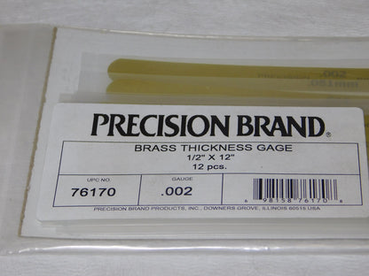 Precision Brand 0.002 Brass Thickness Gage 1/2 x 12 Blades (Pack of 12) 76170