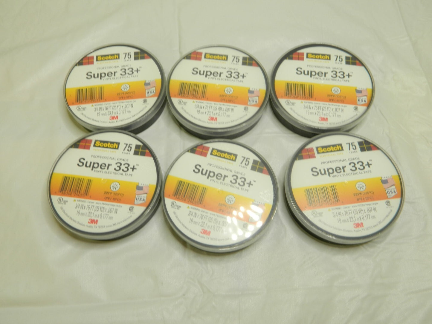 3M 3/4 x 76' x 7 mil Black Vinyl Electrical Tape Qty 6 BD-21485-10