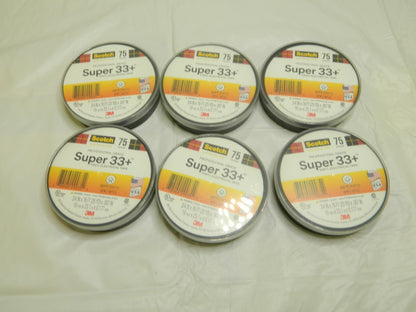 3M 3/4 x 76' x 7 mil Black Vinyl Electrical Tape Qty 6 BD-21485-10