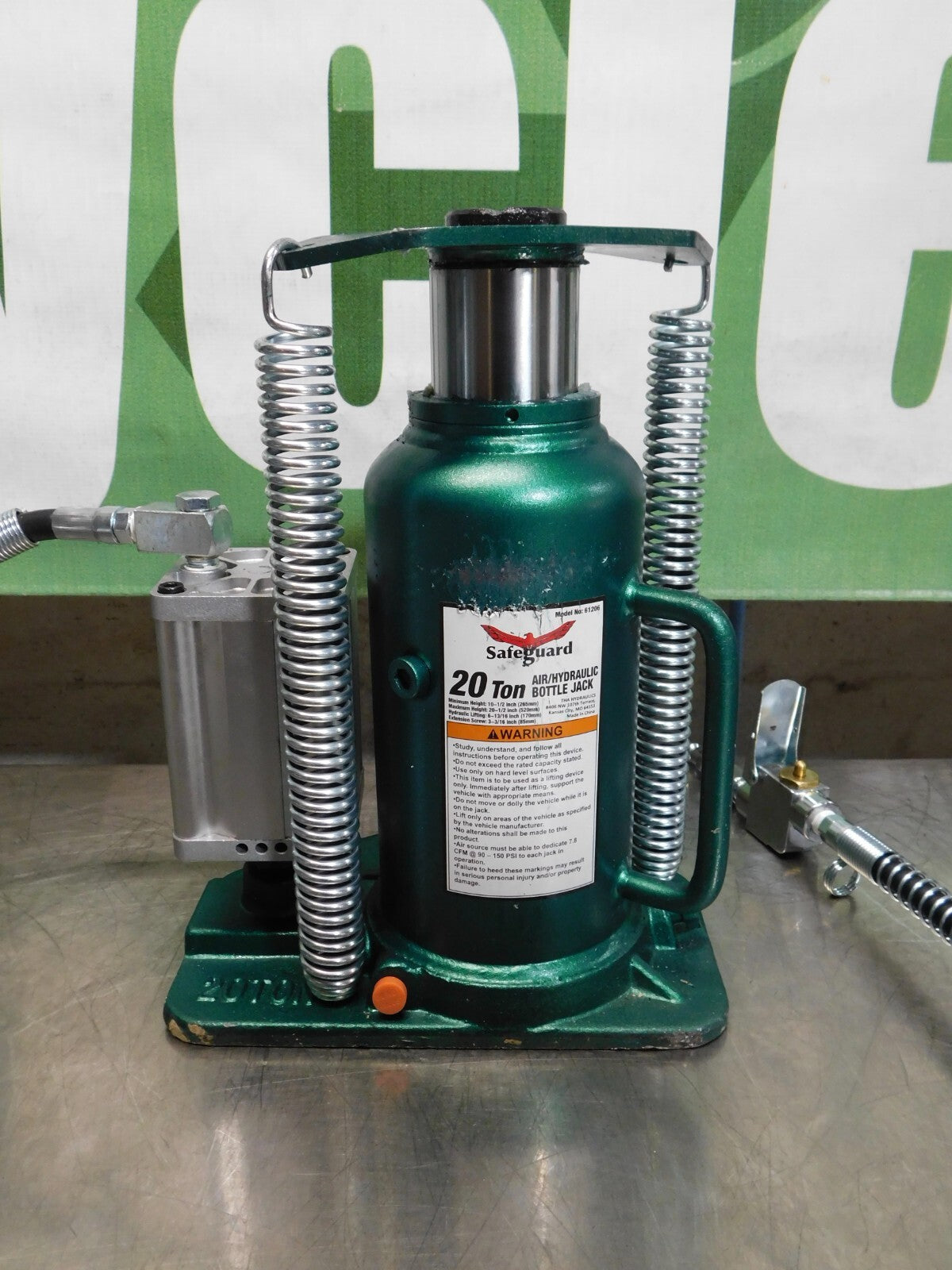 Safeguard 20 Ton Cap Air-Actuated Bottle Jack 61206 PARTS/REPAIR