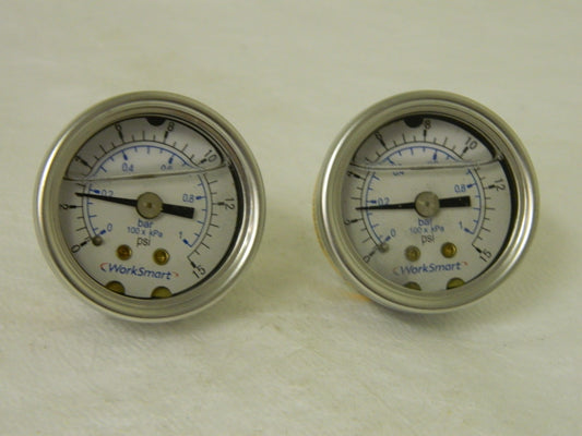 Worksmart Analog Pressure Gauge 1-1/2" Dial 1/8" NPT Lot of 2 #WS-PE-G