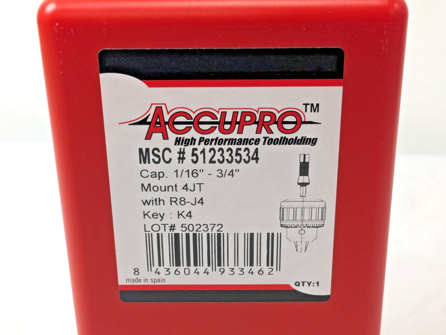 Accupro Drill Chuck 1/16"-3/4" Capacity Tapered Mount JT4 51233534
