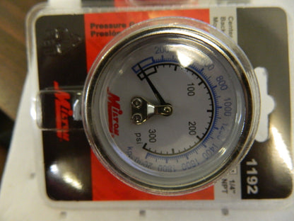 MILTON Pressure Gauge: 2" Dial, 1/4" Thread, NPT, Back Mount BD-KP78934