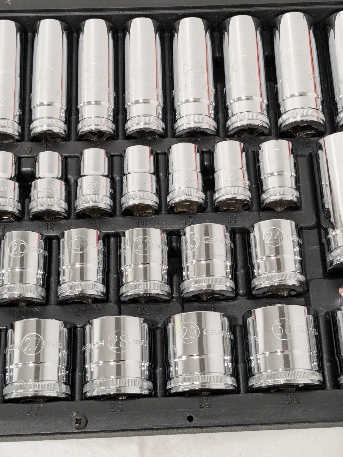 GEARWRENCH Socket Set: Deep Standard, 36 Pc, 1/2" Drive, 9 to 32 mm 80730