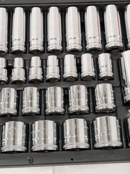 GEARWRENCH Socket Set: Deep Standard, 36 Pc, 1/2" Drive, 9 to 32 mm 80730