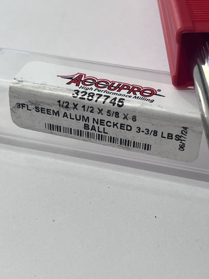 Accupro Ball End Mill: 1/2" Dia, 5/8" LOC, 3 Flute, Solid Carbide 315877