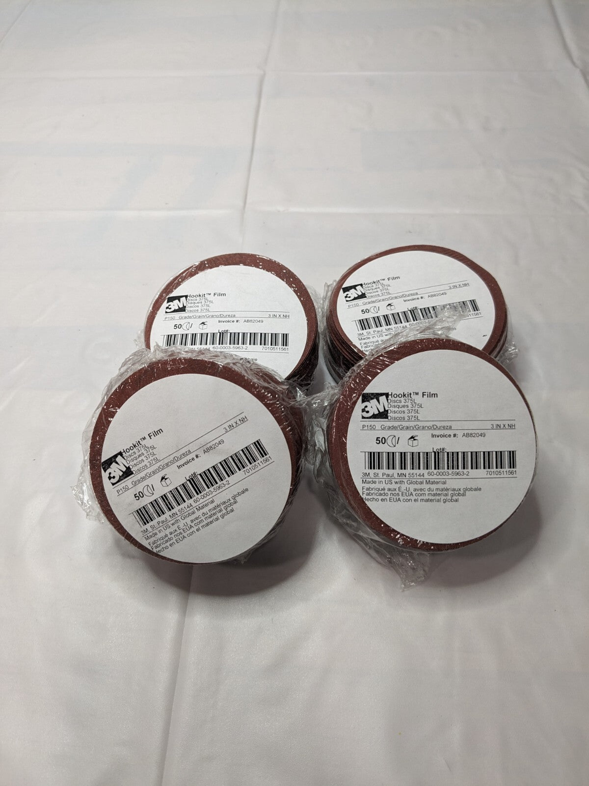 3M Hookit Film Discs 50pk 375L P150 3 in x NH Die 300V MI 7010511561