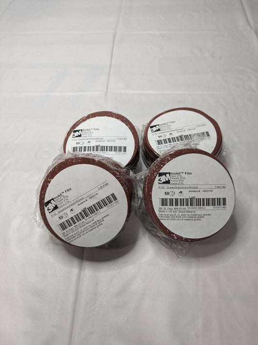 3M Hookit Film Discs 50pk 375L P150 3 in x NH Die 300V MI 7010511561