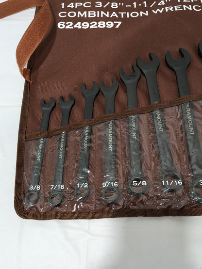 PARAMOUNT Combination Wrench Set: 14 Pc, 3/8 in - 1-1/4" 022-14SSET