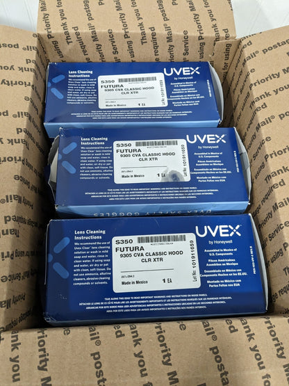 UVEX Safety Goggles CLEAR LENS HOODED CLASSIC GOGL-UVX Qty 3 S350