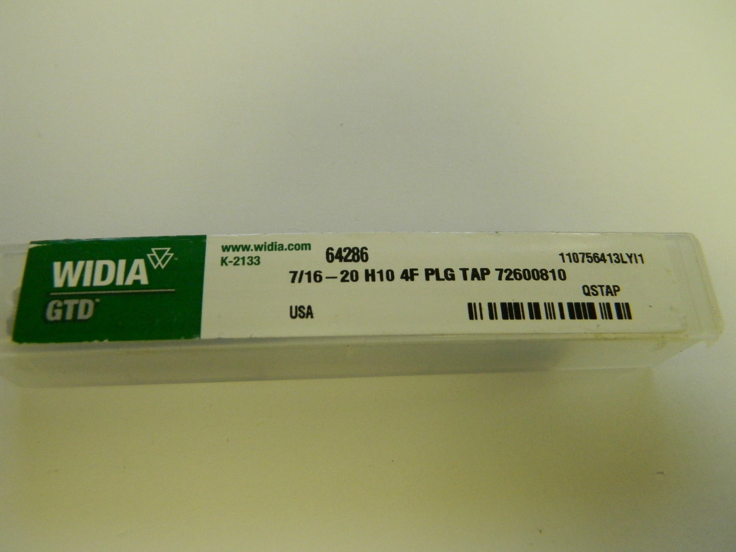 Widia GTD 7/16-20 H10 4-Flute Bottoming HSS Hand Taps Qty. 6 USA Model 64286