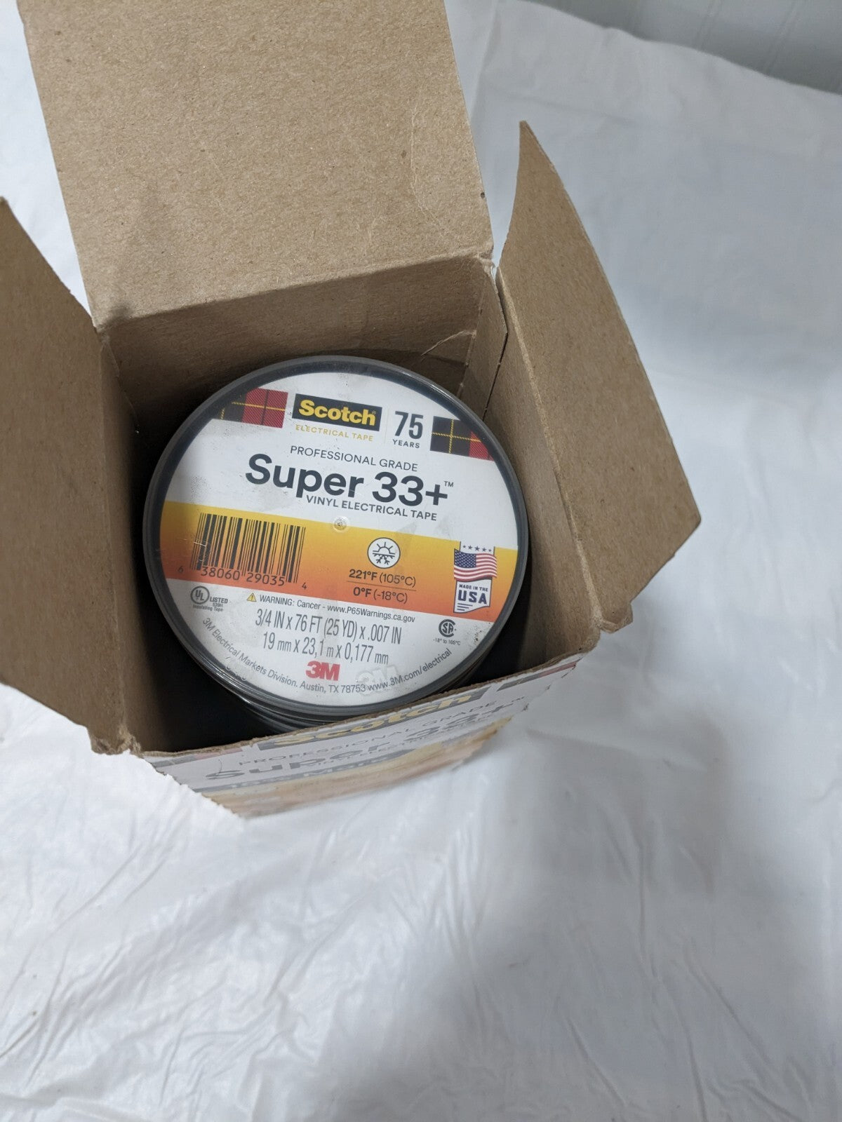 3M 3/4 x 76' x 7 mil Black Vinyl Electrical Tape Qty 9 BD-21485-10