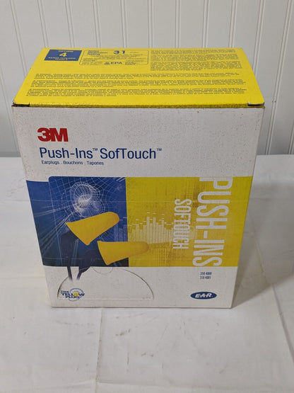 3M Earplug: 31dB, Foam, Cone, Push-In Stem, Corded  Box of 200 318-4001