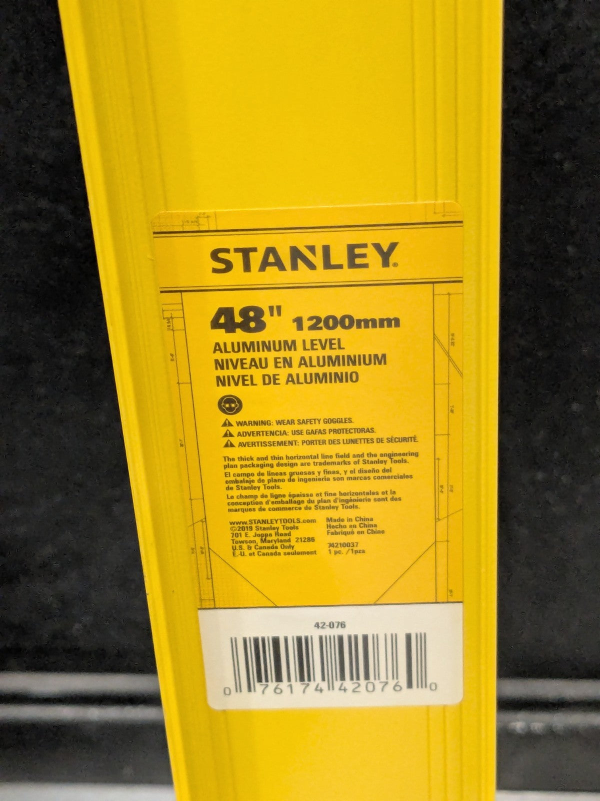 Box of 5 Stanley 48" Long 3 Vial I-Beam Level 42-076
