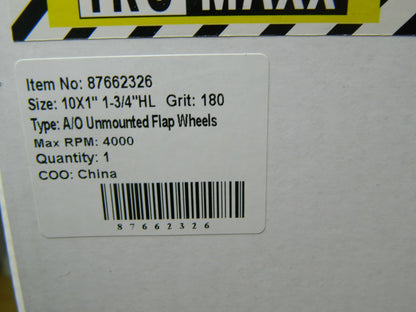 Tru-Maxx 10 x 1" 180 Grit Aluminum Oxide Unmounted Flap Wheel 87662326