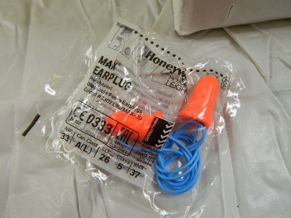 HOWARD LEIGHT Earplugs 100pk: Non-PVC Foam, Bell, Roll Down, Corded MAX-30