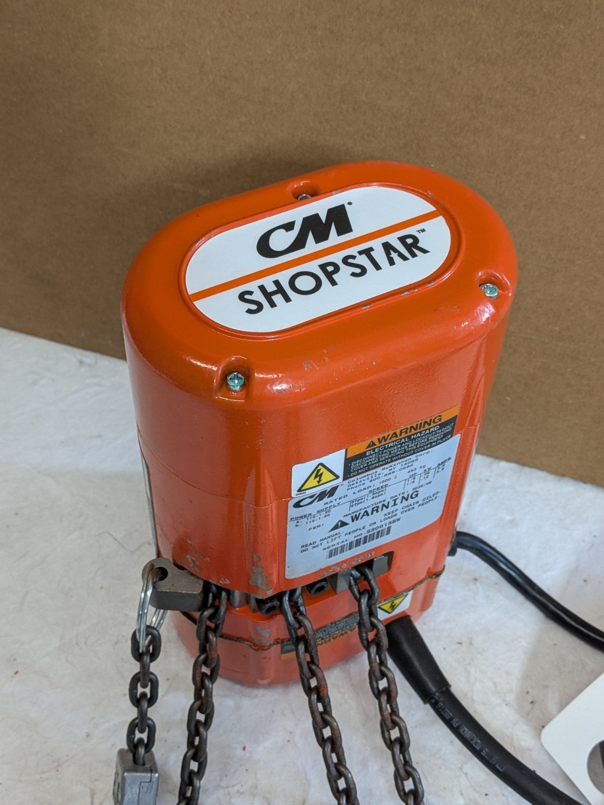 CM Shopstar Electric Chain Hoist 1/2 Ton Capacity 10 Ft Max. Lift 115v 2110