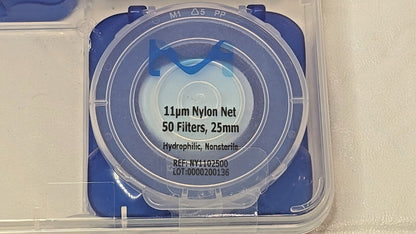 PACK OF 100 Millipore Nylon Net Filters Hydrophilicic 11 µm 25 mm Diam NY1102500