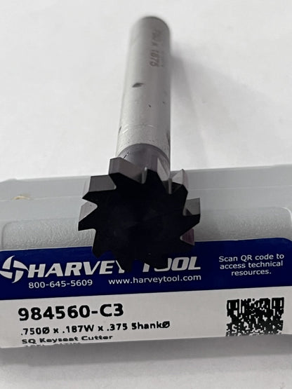 Harvey Tool Woodruff Keyseat Cutter 3/4" Cut Dia Straight Tooth