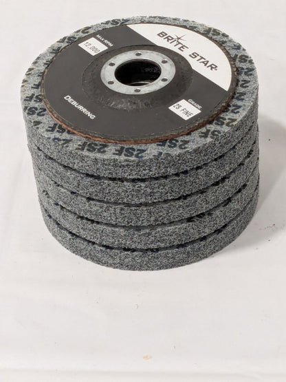 Brite Star Deburring Disc: 4-1/2" Dia, 7/8" Hole, Fine Grade Qty 5 66261112570