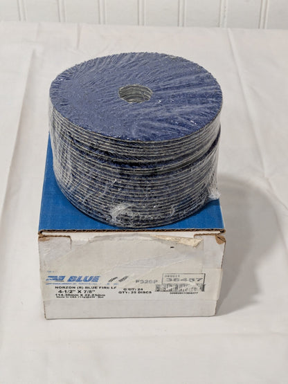 (25) Norton Fiber Disc: 4-1/2" Disc Dia, 7/8" Hole, Arbor Hole, 24G 66261138457