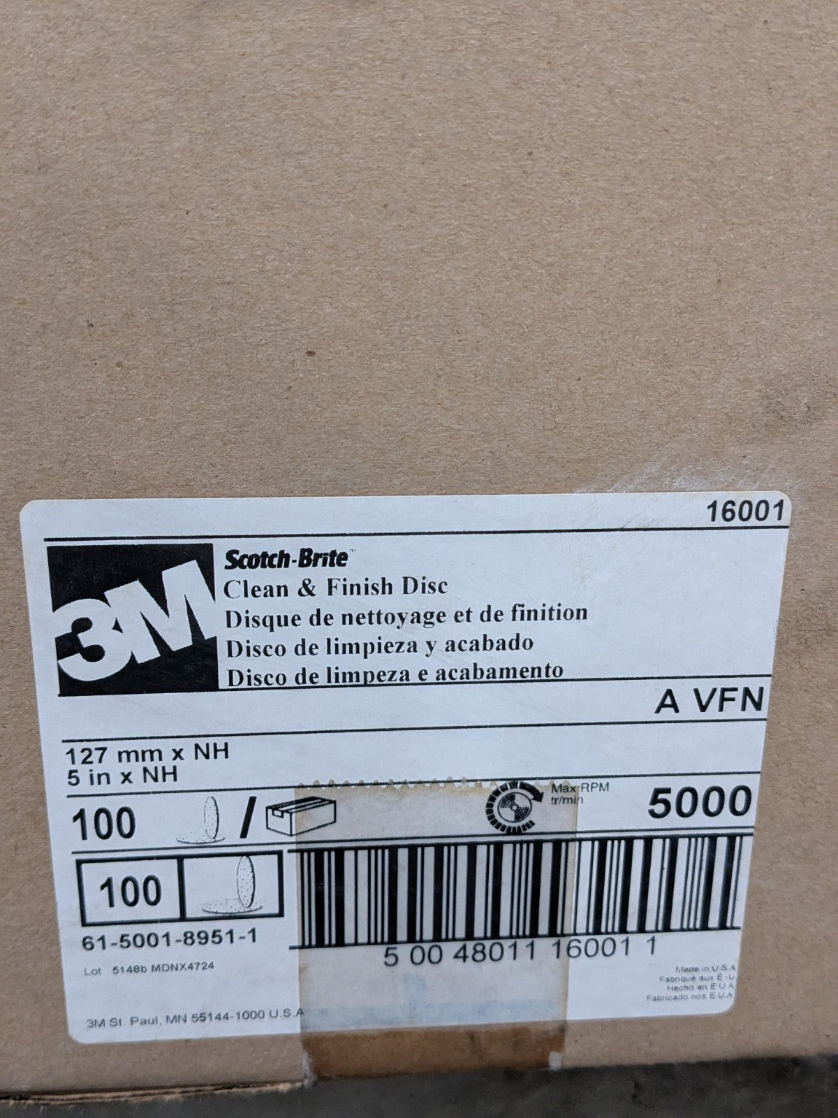 3M Deburring Disc: 5" Dia, Very Fine Grade, Aluminum Oxide Qty 100 7000121065
