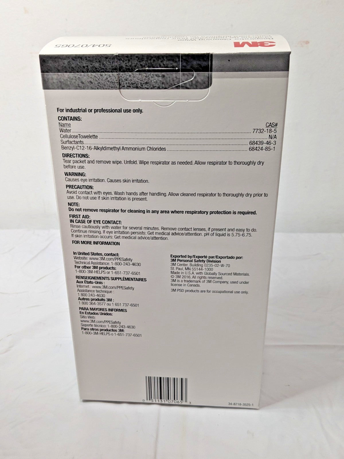 100 PK 3M Respirator Cleaning Wipes 504/07065 7000001938