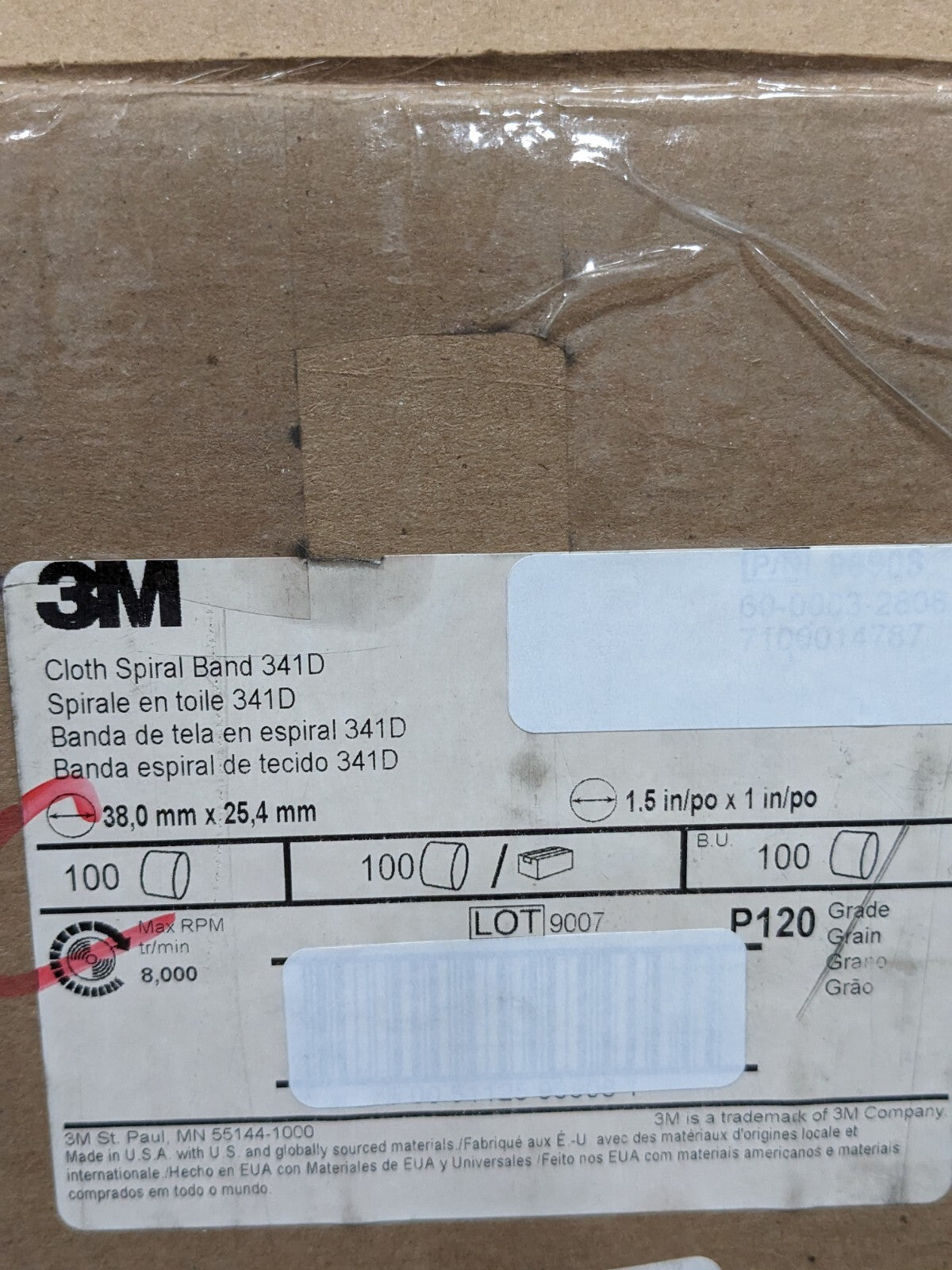 3M Spiral Band: Aluminum Oxide, 60 Grit, Medium Grade Qty 100 7010360574