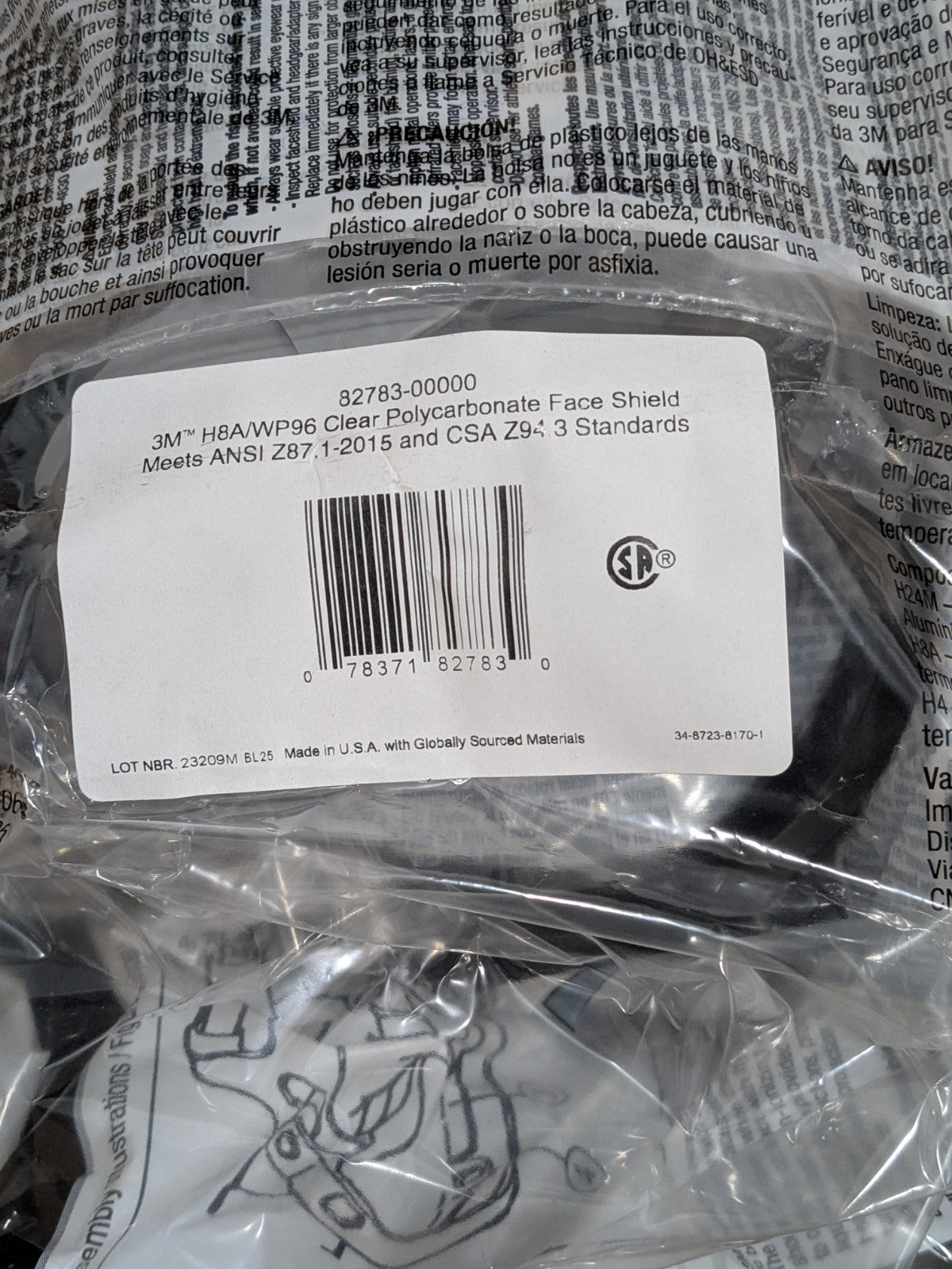 3M Face Shield &amp; Headgear: Chemical Splash &amp; Debris Qty 3 7000127244