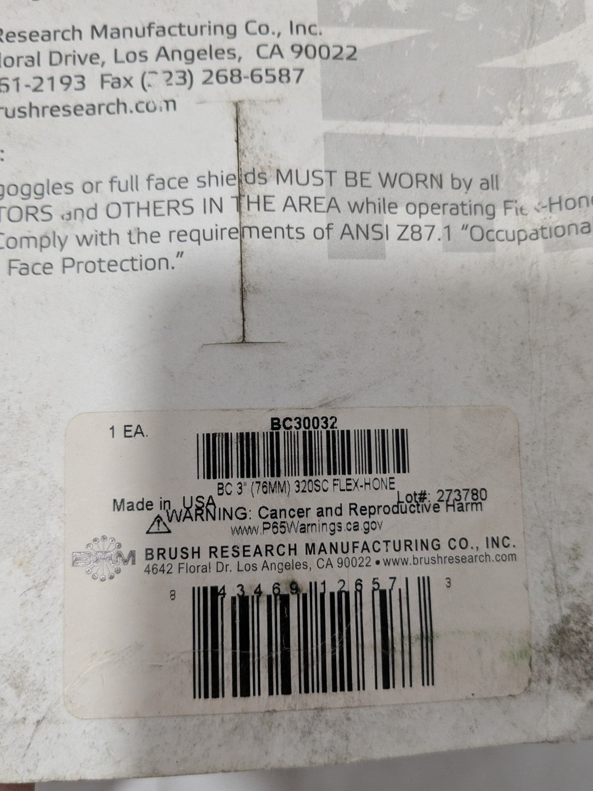 BRM Flexible Cylinder Hone: 3" Max Bore Dia, 320 Grit, Silicon Carbide BC30032