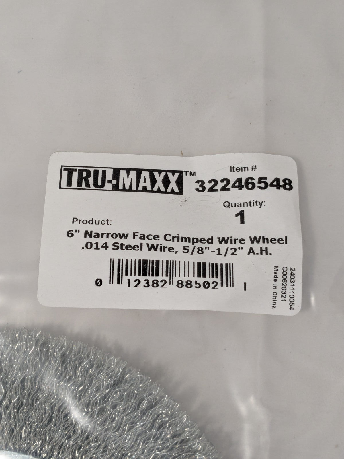 Tru-Maxx Wheel Brush: 6" Dia, Crimped 1/2" Hole, Steel 2 Pack 32246548