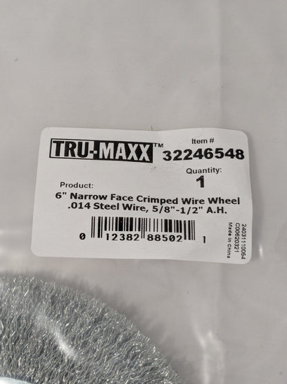Tru-Maxx Wheel Brush: 6" Dia, Crimped 1/2" Hole, Steel 2 Pack 32246548