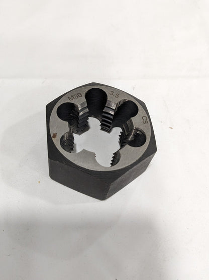 Hex Rethreading Die: M30x3.5, 1" Thick, Right Hand, Carbon Steel 364-0304