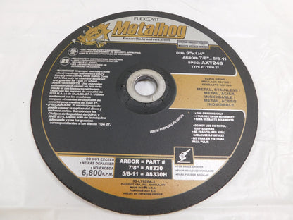 FFLEXOVIT A8330 9" X 1/4" X 7/8" METALHOG GRINDING WHEEL qty 14  A8330