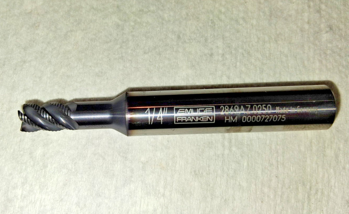 Emuge Roughing & Finishing End Mill 1/4" Dia Carbide 2869AZ.0250