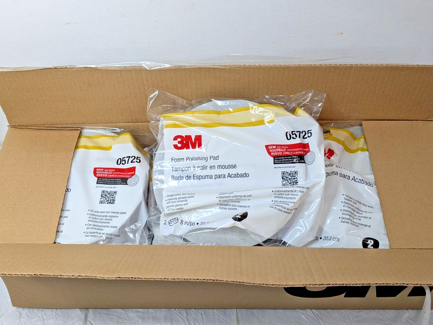 3M Foam Polishing Pads 05725 Single Sided Flat Backed 8" QTY 24 pcs 7000000484