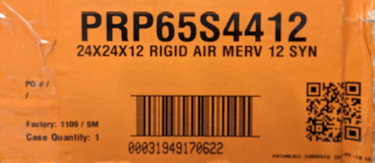 PRECISIONAIRE Pleated Air Filter Rigid Box  24" x 24" x 12" Merv