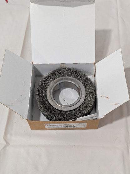 Weiler Wheel Brush: 4-1/2" Wheel Dia, 1-1/4" Face Width, 0.0140" Wire Dia 03020