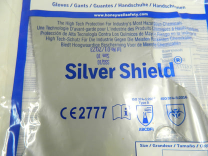 NORTH Chemical Resistant Gloves: 2.7 mil Thick Silver 16" Sz 10 Qty 10 SSG/