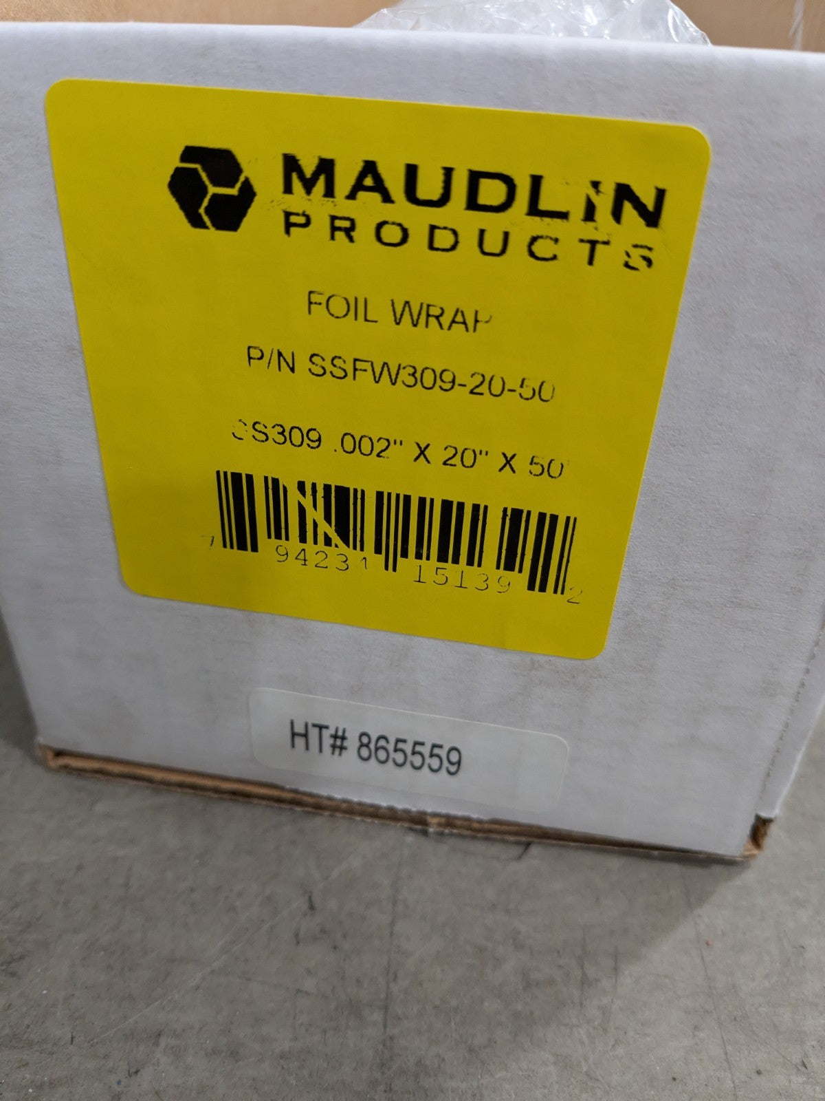 Mauldin 309 Stainless Steel Tool Wrap: 20" W, 0.0020" Thick, 50' L SSFW309-20-50