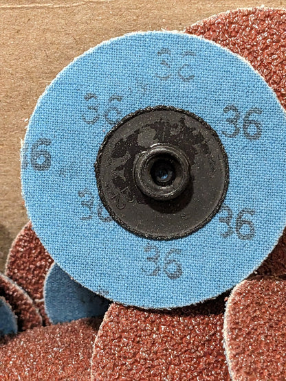 Superior Quick-Change Disc: Type S, 2" Dia, 36 Grit, AO, Coated Qty 100 A01