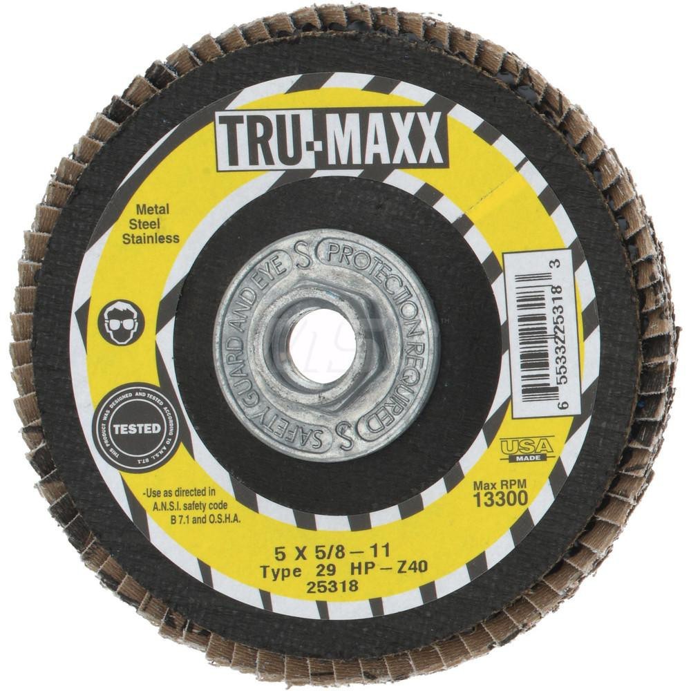 Tru-Maxx Flap Disc: 5" Dia, Zirconia Alumina, Type 29 QTY 10 25318