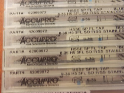 Accupro 92009972 #8-36 UNF 3 Flute Vanadium HSS Modified Bottom Taps