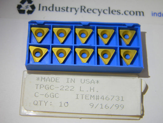 Made in USA TPGC-222 L.H C-6GC Carbide Inserts QTY. 10